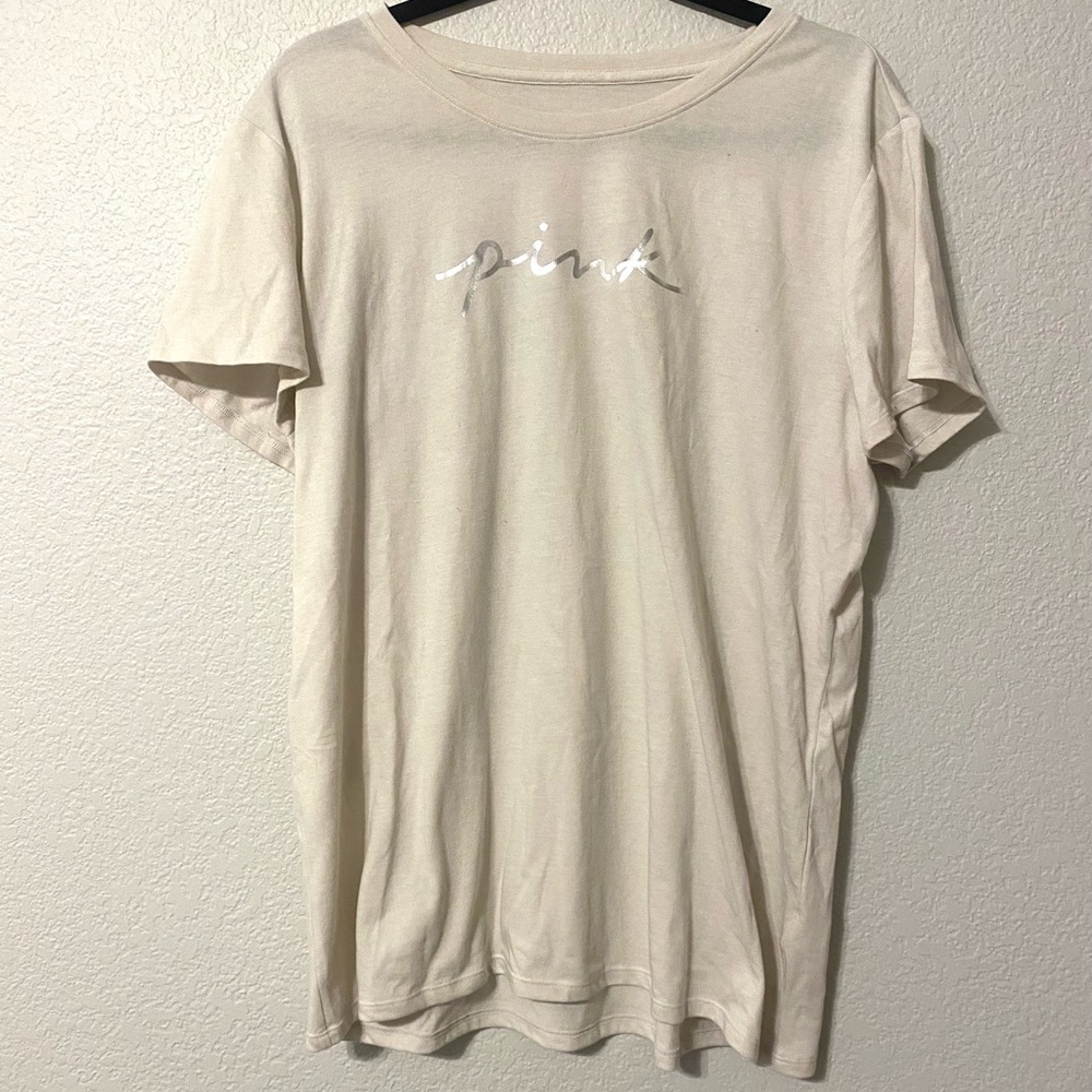 NWT Victoria's Secret PINK Cream Short Sleeve Tee